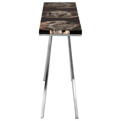 Relic Black Resin And Silver Legs Console Table