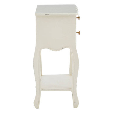 White Wooden 2-Drawer Bedside Table with Brass Finished Handles | Loire
