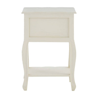 White Wooden 2-Drawer Bedside Table with Brass Finished Handles | Loire