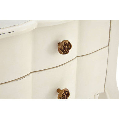 White Wooden 2-Drawer Bedside Table with Brass Finished Handles | Loire