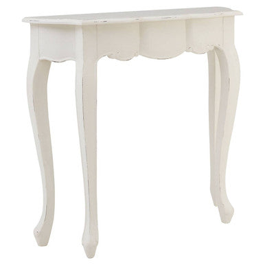 White Bayur Wood Console Table with Rustic Weathered Detail | Loire
