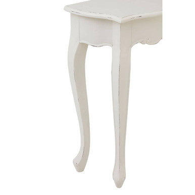 White Bayur Wood Console Table with Rustic Weathered Detail | Loire