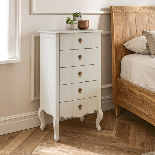 Loire 5 Drawer White Chest