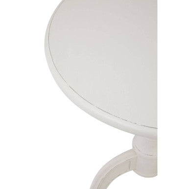Weathered White Finish Round Bayur Wood Pedestal Table, Loire