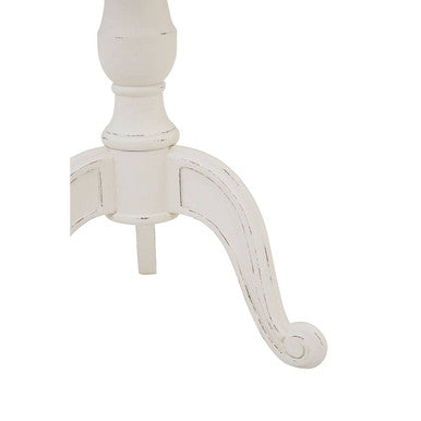 Weathered White Finish Round Bayur Wood Pedestal Table, Loire