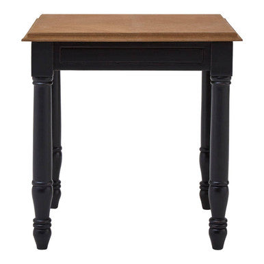 Black Side Table with Textured Bayur Wood and Carved Detail, Loire