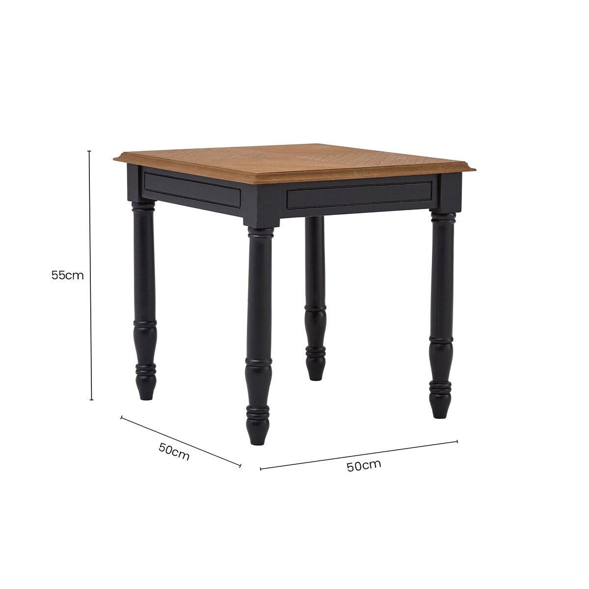 Black Side Table with Textured Bayur Wood and Carved Detail | Loire
