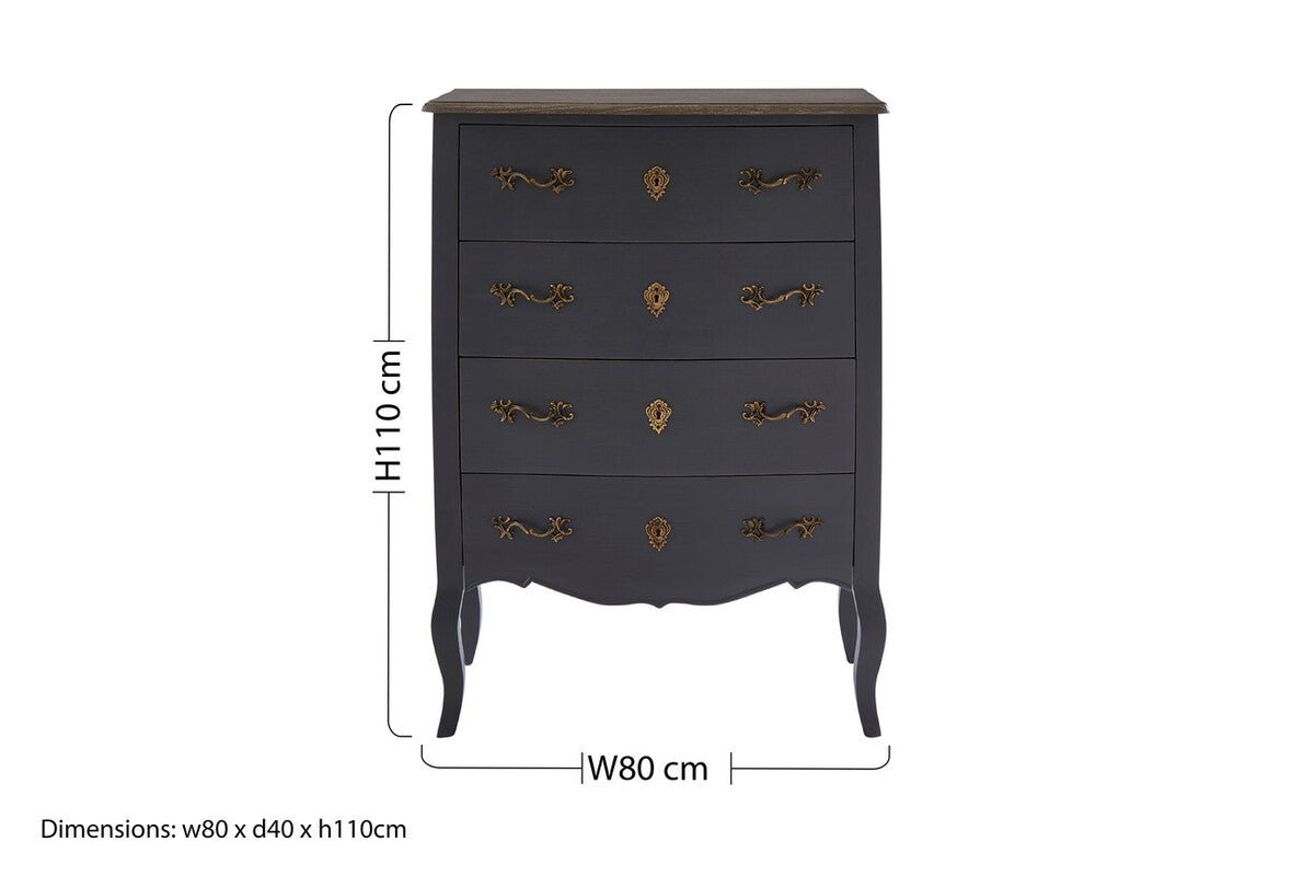 Loire 4 Drawer Dark Grey Chest