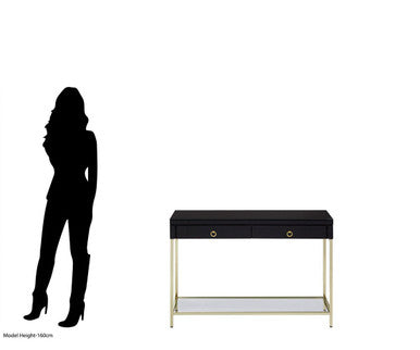 Kensington Townhouse Black Mirror Console Table With Gold Frame