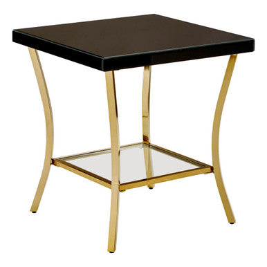 Kensington Townhouse Black Mirror Side Table With Gold Legs
