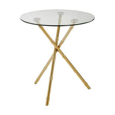 Clear Glass Top Side Table with Gold Bamboo Style Legs, Kensington Townhouse