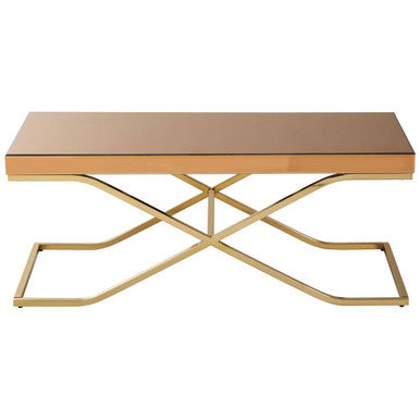 Light Brown Glass Top Coffee Table with Gold Finish Iron Frame | Kensington Townhouse
