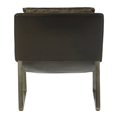 Hoxton Dark Brown Genuine Leather Lounge Chair with Iron Frame