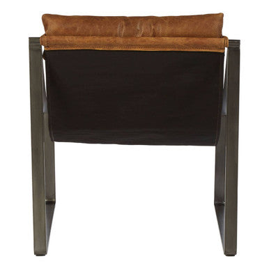 Hoxton Light Brown Leather Sling Chair with Iron Sledge Base