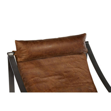 Hoxton Light Brown Leather Sling Chair with Iron Sledge Base