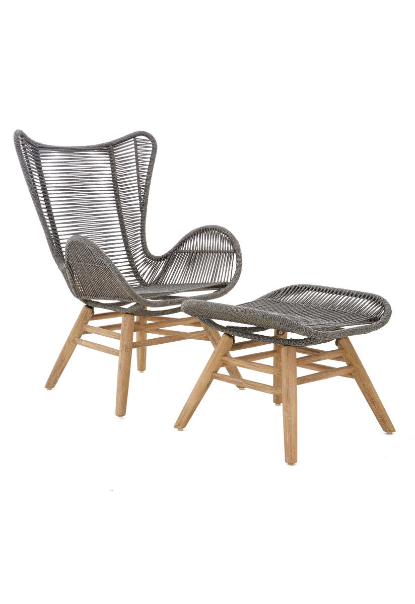 Sisal Grey Rope Lounge Chair and Footstool