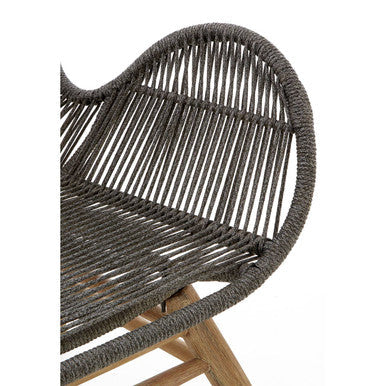 Grey Rope Lounge Chair and Footstool | Sisal