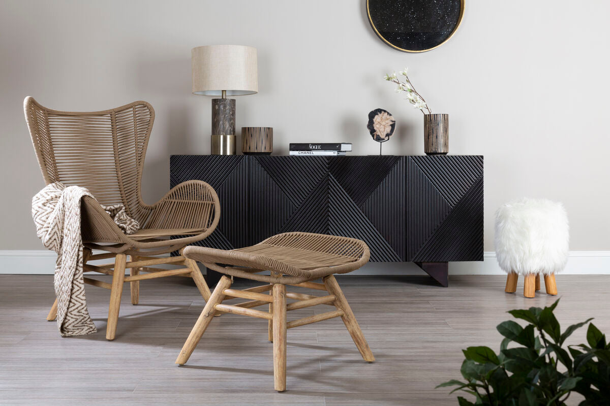 Sisal Latte Rope Lounge Chair And Footstool