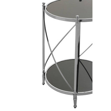 Black Mirrored Glass Two Tier Round Side Table, Hoffmann