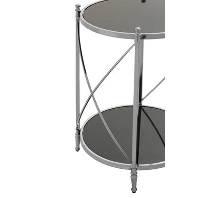 Black Mirrored Glass Two Tier Round Side Table, Hoffmann