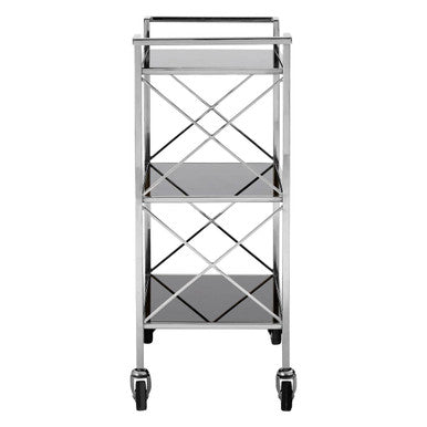 Hoffmann Black Mirrored Glass 3 Tier Trolley.
