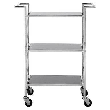 Hoffmann Black Mirrored Glass 3 Tier Trolley.