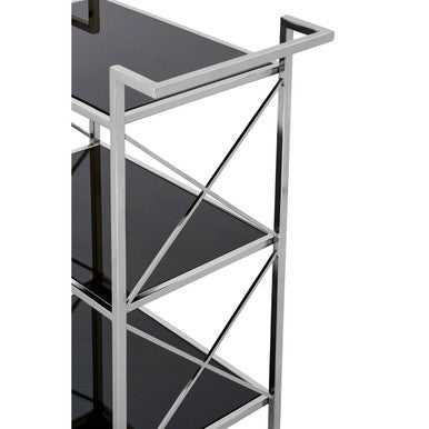 Hoffmann Black Mirrored Glass 3 Tier Trolley.