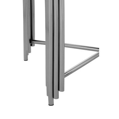 Black Granite Top Art Deco Side Table with Silver Finish X-Shaped Cross | Clarice