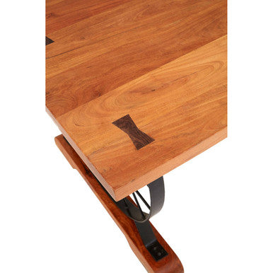 Rose Gold Solid Acacia Wood Dining Table with Bow-Shaped Inlay | Nandri