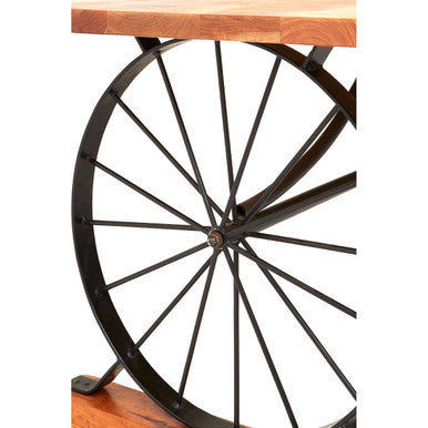 Rose Gold Solid Acacia Wood Dining Table with Bow-Shaped Inlay | Nandri