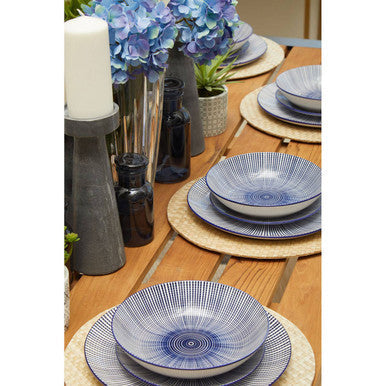 Brown Slatted Teak Wood Dining Table with Nickel Finish Hairpin Legs | Nandri
