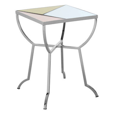 Square Side Table with Pastel Top and Silver Frame | Arbus