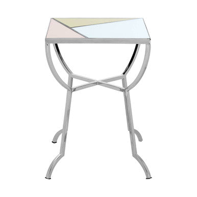 Square Side Table with Pastel Top and Silver Frame | Arbus