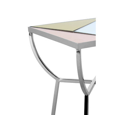 Square Side Table with Pastel Top and Silver Frame | Arbus