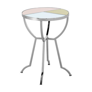Round Side Table with Pastel Top and Silver Frame | Arbus