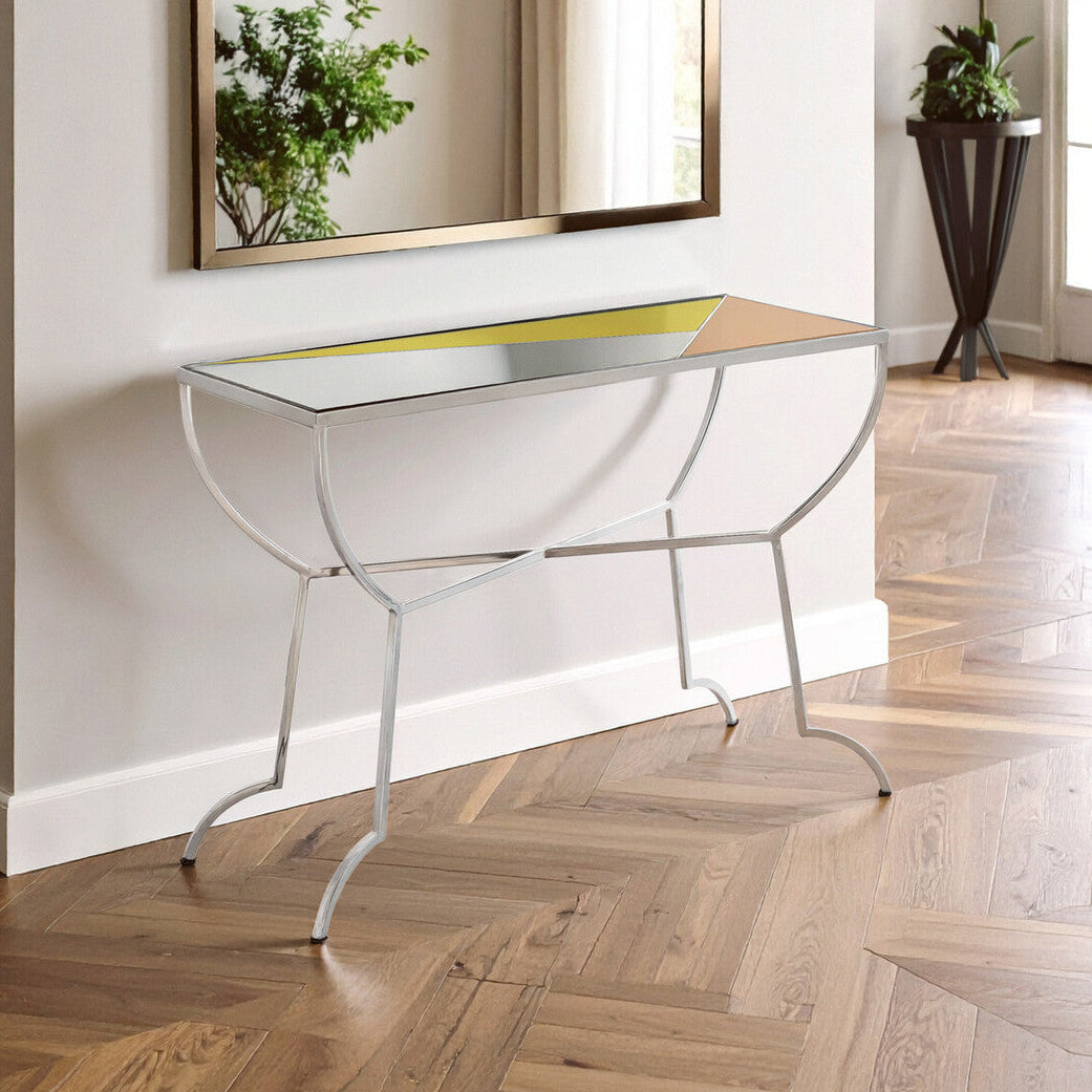 Console Table with Pastel Top and Silver Frame | Arbus