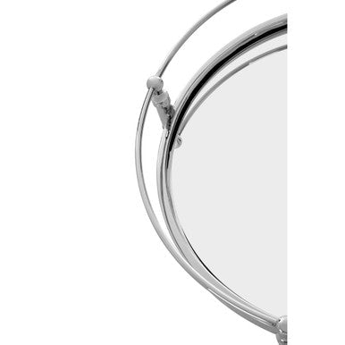 Round Mirrored Glass Side Table with Silver Cross Frame | Zach