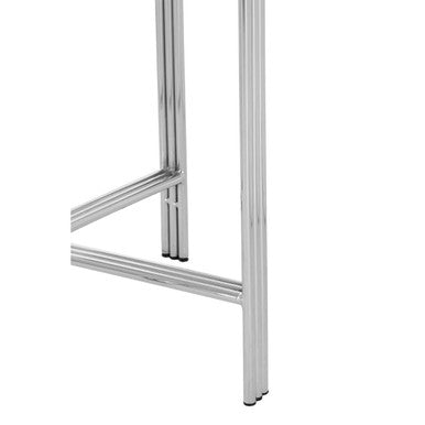 White Marble Top Side Table with Gold Detail and Silver Finish Frame | Eva