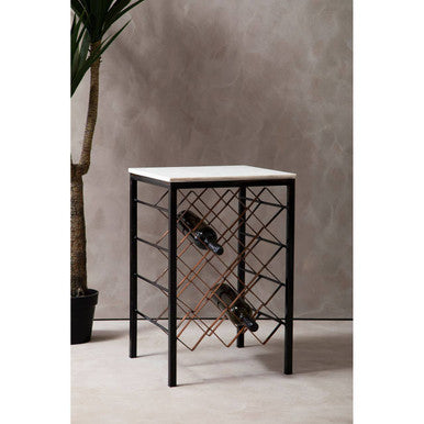 Templar White Marble And Iron Wine Rack Table