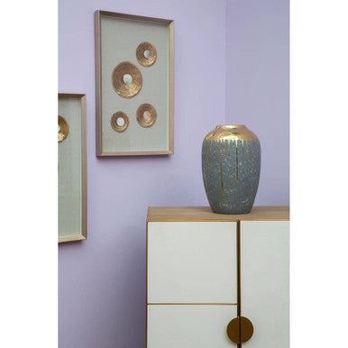 Modica Oak Wood and Brushed Gold Cabinet