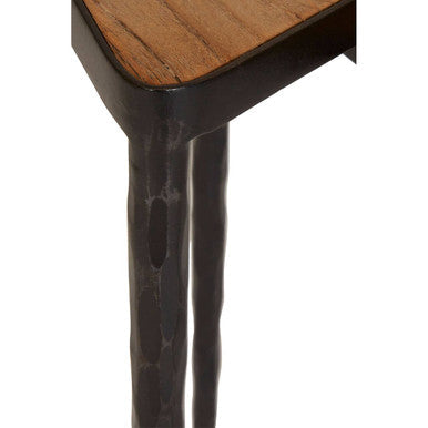 Black and Brown Elm Wood Set of 3 Triangular Nesting Tables with Black Iron Legs | Elmo