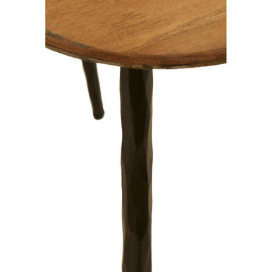 Black and Brown Elm Wood Top Nest of 3 Triangular Tables with Black Iron Legs | Elmo