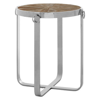 Brown Side Table with Elm Wood Top, Mitra