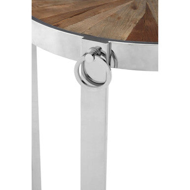 Brown Side Table with Elm Wood Top, Mitra