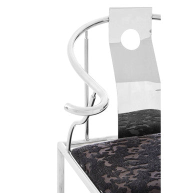 Yasmin Black Velvet Chair with Stainless Steel Frame