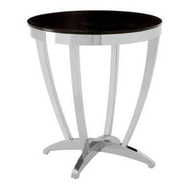 Black and Silver Contemporary Luxe Side Table with Tempered Glass Top | Yasmin
