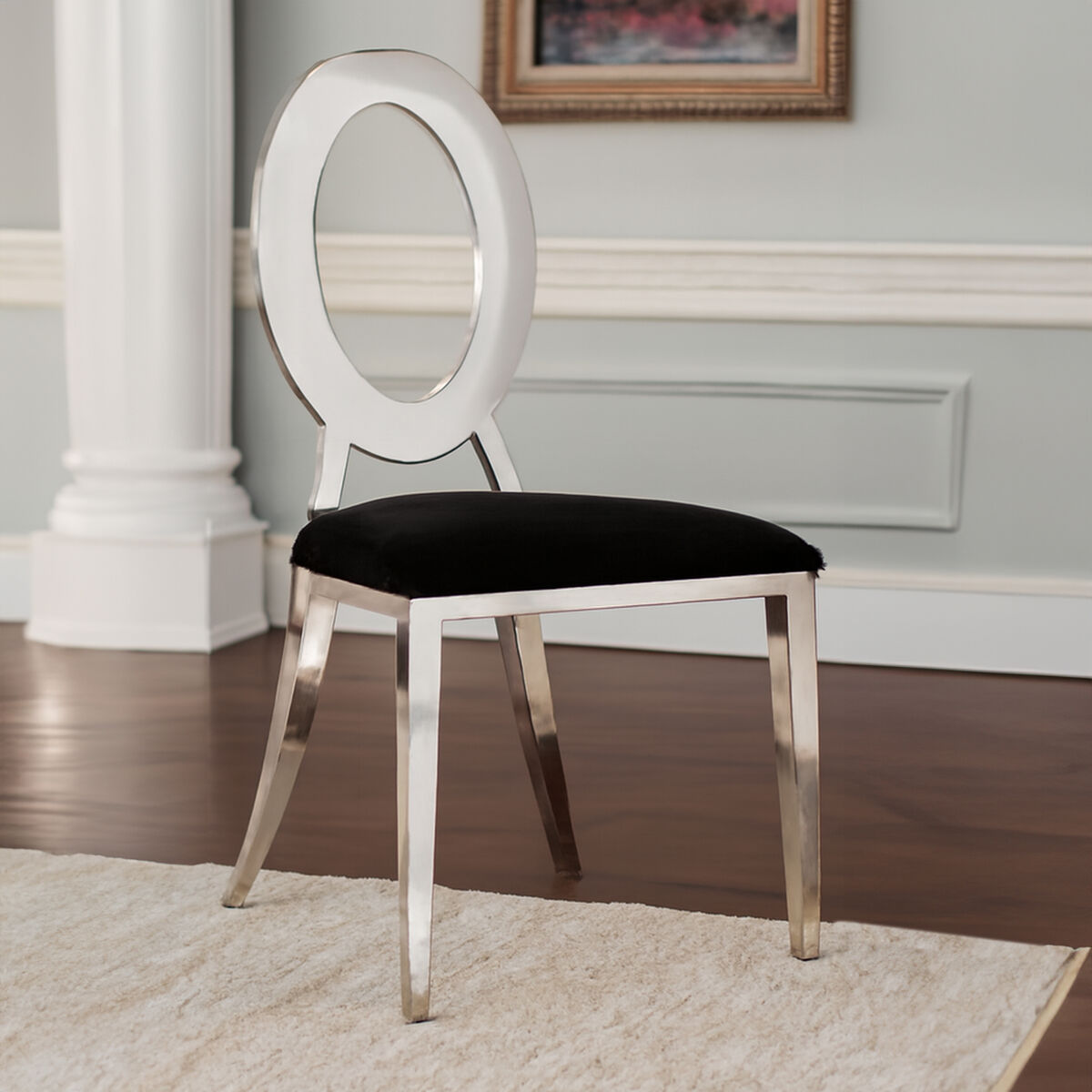 Oval Back Black Velvet Dining Chair | Yasmin