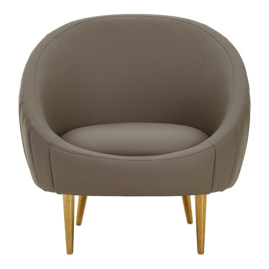Lagero Brown Leather Effect Curved Cocoon Chair