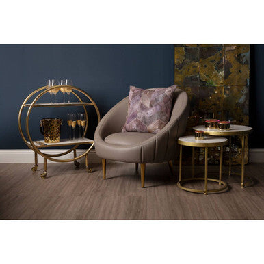 Brown Leather Effect Curved Cocoon Chair | Lagero