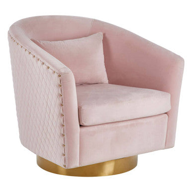 Plazoni Pink Velvet Chair With Gold Base